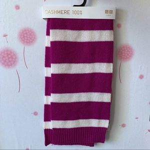 *NEW* Uniqlo 100% Cashmere Scarf Purple White Stripes